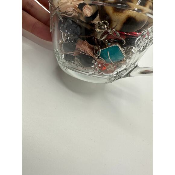 Vintage Savannah Punch Cup Mystery Jewelry Jar w/ Assorted Pierced Earrings - Picture 4 of 5